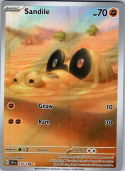 Pokemon TCG Sandile Scarlet & Violet Base Set 216/198 Holo Illustration Rare NM - Image 1