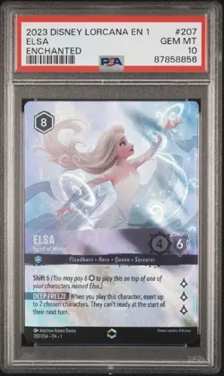 2023 DISNEY LORCANA THE FIRST CHAPTER ENCHANTED ELSA SPIRIT OF WINTER PSA 10 - Image 1