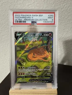 Pokemon TCG Charizard v SWSH Black Star Promos Holo Card SWSH260 PSA 9 - Image 1