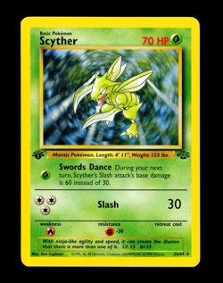 1999 Pokemon SCYTHER Jungle Set 1ST EDITION Rare NON HOLO Card 26/64 WotC - MINT - Image 1