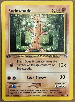 Pokemon Sudowoodo 77/111 1st Edition Neo Genesis Common Vintage WOTC Card LP+ - Image 1