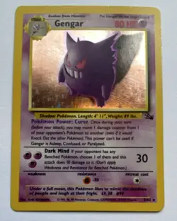 Pokemon Gengar 80 HP Holo Rare 5/62 Fossil Set 1999 Wizards English TCG Card - Image 1