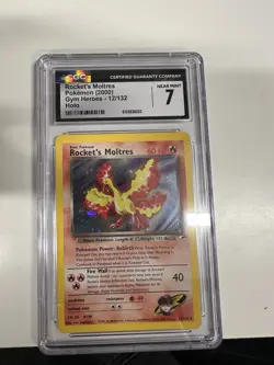 CGC 7 Rocket's Moltres 2000 Gym Heroes Holo Pokemon Card 12/132 - Image 1