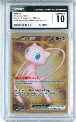 CGC GEM MINT 10 Mew ex (151 Metal Card) 205/165 Sv: Scarlet & Violet 151 Regular - Image 1