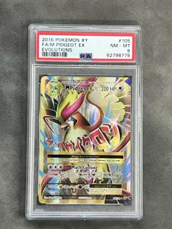 2016 Pokemon XY Evolutions #105/108 FA M Pidgeot EX - PSA 8 MINT - Image 1