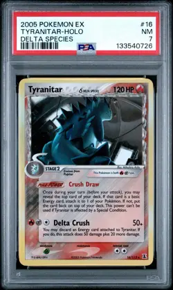 Pokemon Tyranitar EX Delta Species Holo Rare Card 16/113 2005 PSA 7 - Image 1