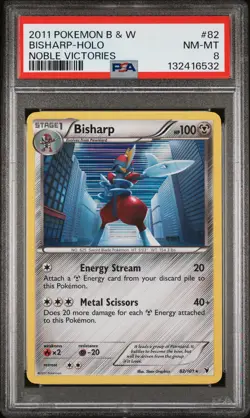 2011 POKEMON B&W NOBLE VICTORIES #82 BISHARP-HOLO PSA 8 - Image 1