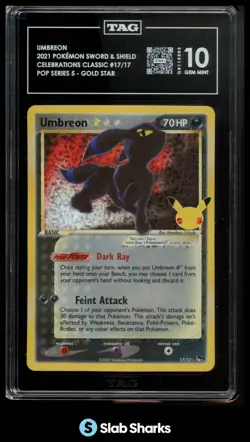 2021 POKEMON SW&SH CELEBRATIONS UMBREON GOLD STAR CLASSIC COLLECTION TAG 10 - Image 1