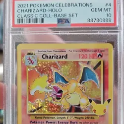 Pokemon Charizard 4/102 Celebrations Classic Collection Holo PSA 10 TCG Card - Image 1