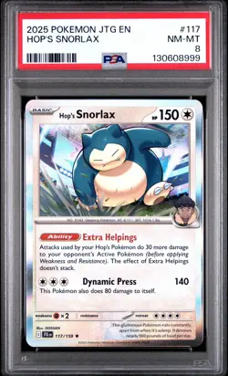 2025 POKEMON JTG EN-JOURNEY TOGETHER #117 HOP'S SNORLAX PSA 8 - Image 2