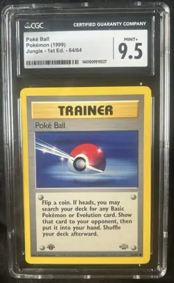 Poke Ball 1st Edition Jungle 64/64 Pokemon 1999 Trainer CGC Mint 9.5 - Image 1