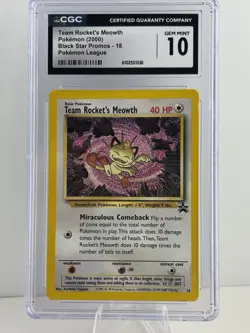 Team Rocket's Meowth 18/53 Wotc Black Star Promo Pokemon CGG 10 **GEM MINT** - Image 1