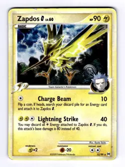 Zapdos G Arceus #12 (2009) Holo MP Pokemon - Image 1