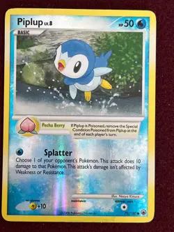 2008 Pokemon, Majestic Dawn, #72/100 Piplup, Reverse Holo Common - Image 1