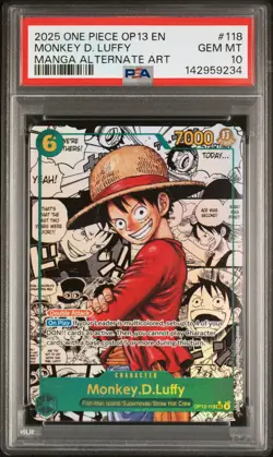 2025 ONE PIECE MANGA ALTERNATE ART OP13-118 MONKEY D. LUFFY PSA 10 - Image 1