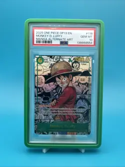 2025 ONE PIECE MANGA ALTERNATE ART OP13-118 MONKEY D. LUFFY ENGLISH PSA 10 - Image 1