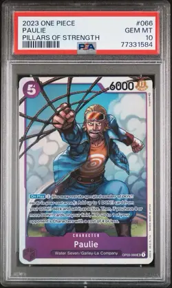 2023 One Piece TCG Pillars Of Strength OP03-066 Paulie Alternate Art PSA 10 - Image 1
