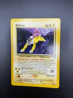 Pokemon TCG Raikou Neo Revelation Card 22/64 Unlimited Rare LP - Image 1