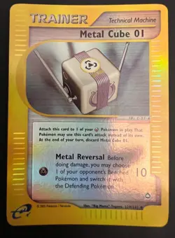POKEMON AQUAPOLIS METAL CUBE 01 UNCOMMON TRAINER REVERSE HOLO CARD 129/147 - Image 1