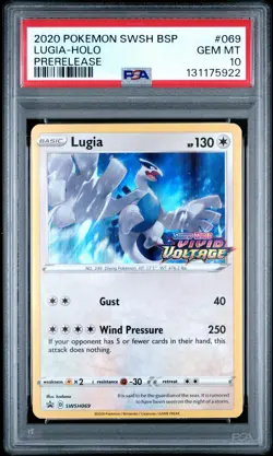2020 POKEMON SWSH BLACK STAR PROMO PRERELEASE #069 LUGIA-HOLO PSA 10 - Image 1