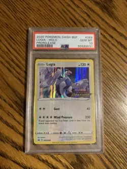 2020 POKEMON SWSH BLACK STAR PROMO PRERELEASE #069 LUGIA-HOLO PSA 10 - Image 1