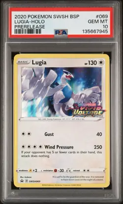 2020 POKEMON SWSH #069 LUGIA HOLO PSA 10 GEM MINT PROMO PRERELEASE BLACK STAR - Image 1