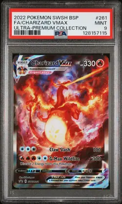 2022 POKEMON SWSH BLACK STAR PROMO #261 FULL ART/CHARIZARD VMAX PSA 9 - Image 1