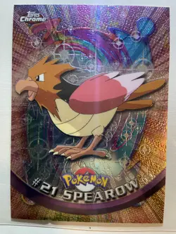 Topps Chrome 2000 Pokemon #21 Spearow Card Foil Holo, Animation Series 1 - Image 1