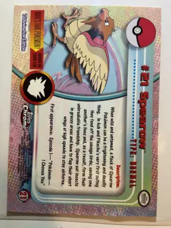 Topps Chrome 2000 Pokemon #21 Spearow Card Foil Holo, Animation Series 1 - Image 2