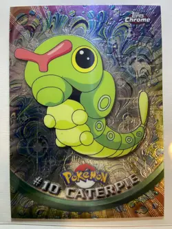 Pokemon #10 Caterpie Card Foil Holo Topps Chrome 2000 TV Animation Series 1 - Image 1