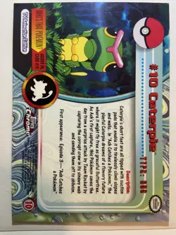 Pokemon #10 Caterpie Card Foil Holo Topps Chrome 2000 TV Animation Series 1 - Image 2