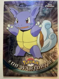 WARTORTLE #08 TOPPS CHROME SERIES 1 HOLO FOIL POKEMON TV ANIMATION CARDS - Image 1
