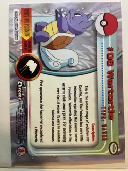 WARTORTLE #08 TOPPS CHROME SERIES 1 HOLO FOIL POKEMON TV ANIMATION CARDS - Image 2