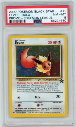 EEVEE 2000 Pokemon Black Star Promo Holo Pokemon League PSA 8 #11 - Image 1