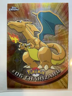 2000 Topps Chrome Pokemon #06 Charizard Base Holo Foil TV Animation - Image 1