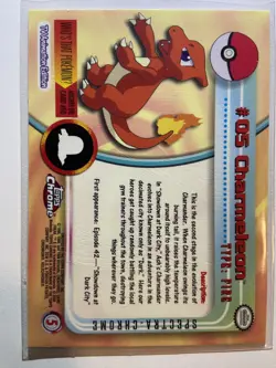 2000 Topps Chrome Pokemon #05 Charmeleon Base Holo TV Animation Edition - Image 2