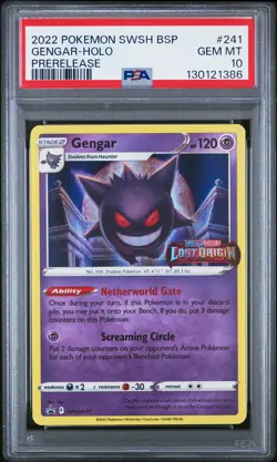 2022 POKEMON SWSH BLACK STAR PROMO PRERELEASE #241 GENGAR-HOLO PSA 10 - Image 1