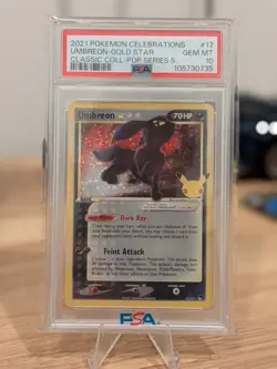 Pokemon TCG Umbreon Gold Star 17/17 Celebrations Classic Collection - PSA 10 - Image 1