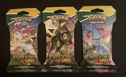 Pokemon Evolving Skies Lot of THREE (3) Sealed Sleeved Booster Packs - Image 1