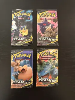 Pokemon TCG Sun & Moon: Team Up Booster Packs - Lot of 4 Artworks - Image 1