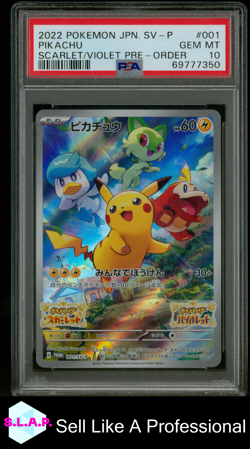 PIKACHU POKEMON 001/SV-P 2022 SCARLET/VIOLET HOLO JAPANISCH PSA 10 - Image 1