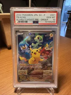 PSA 10 Pikachu 001/SV-P Pokemon SV Promo Japanese 2022 Scarlet/Violet Pre Order - Image 1