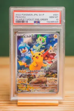 2022 POKEMON JAPANESE SV PROMO SCARLET & VIOLET PRE-ORDER #001 PIKACHU PSA 10 - Image 1