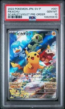 PSA 10 Pikachu 001/SV-P Scarlet Violet Pre-Order Promo Japanese Pokemon Promo - Image 1