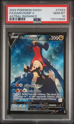 2022 POKEMON SWORD & SHIELD ASTRAL RADIANCE #TG23 FULL ART/GARCHOMP V PSA 10 - Image 1
