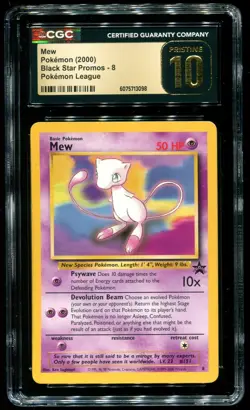 CGC Pristine 10 Mew Black Star Promo Pokemon League 2000 Pokemon Card #8 - Image 1