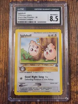 CGC Graded NM/Mint+ 8.5 Igglybuff Pokemon 2001 Black Star Promos 36 Pkmn League - Image 1