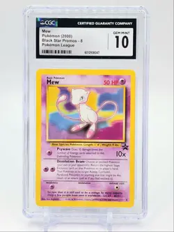 MEW 2000 POKEMON LEAGUE BLACK STAR PROMOS ADDITIONAL PINK INK ERROR A #8 CGC 10 - Image 1
