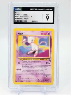 MEW 2000 POKEMON LEAGUE BLACK STAR PROMOS ADDITIONAL PINK INK ERROR #8 CGC 9 - Image 1