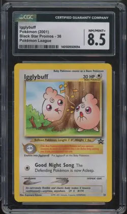 2001 Pokemon League Black Star Promo #36 Igglybuff NM-MT+ CGC 8.5 - Image 1